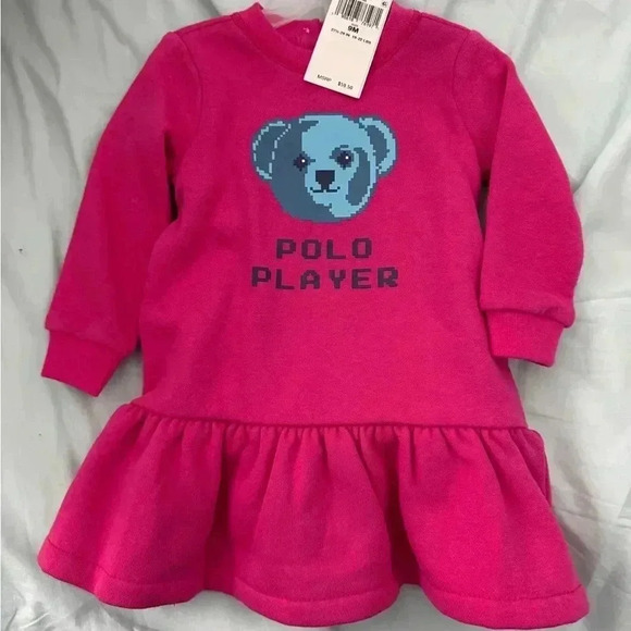NWT Polo Ralph Lauren Baby Girls Bear Fleece Dress & Bloomer Set
9 Months, Pink - Picture 2 of 5